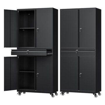 Sightlife Werkzeugschrank Metallschrank - 180x40x80cm Abschließbar Multifunktionaler Stahlschrank, Werkstattschrank mit Verstellbaren Trennwänden, Werkzeugschrank mit Schubladen (Auf Rädern) - 1