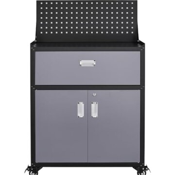 Sightlife Werkzeugschrank mit Schubladen Werkstattwagen Garagenschrank mit Rädern und 2 verschließbaren Türen, Garagentruhe ideal für Werkzeuge und Zubehör - 1