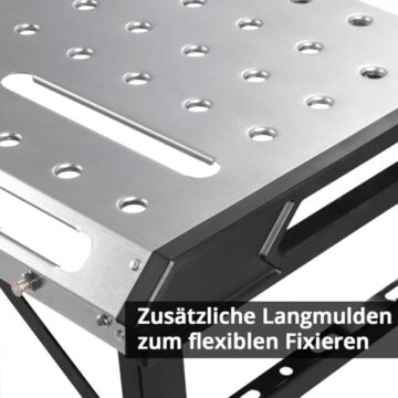 STAHLWERK Mobiler Schweißtisch AWT-930 ST 1068 x 532 mm Höhenverstellbare, klappbare Werkbank | Werktisch | Montagetisch mit 705-930 mm Hubbereich, 450 kg Tragkraft und D20 Lochplatte - 4