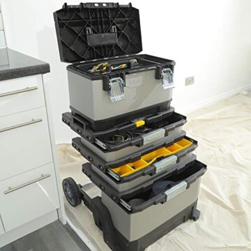 STANLEY FATMAX Rolling Workshop, 4-in-1-Geräte einschließlich abnehmbarer Werkzeugbox, strapazierfähiges Metall und Kunststoff, mobile Workstation, 1-95-622 - 15