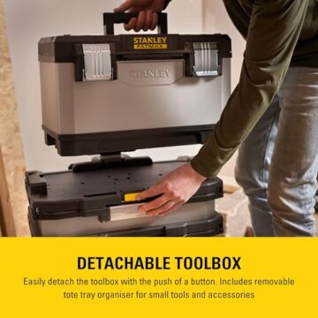STANLEY FATMAX Rolling Workshop, 4-in-1-Geräte einschließlich abnehmbarer Werkzeugbox, strapazierfähiges Metall und Kunststoff, mobile Workstation, 1-95-622 - 5
