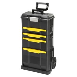 Stanley Rollende Werkstatt aus Metall-Kunststoff 1-79-206 – Werkzeugwagen leer mit 3 modularen Einheiten – Vielseitige Werkzeugbox für Kleinteile und große Werkzeuge - 1