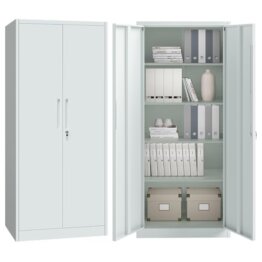 STEELSØN Regulus Metallschrank abschließbar – Stahlschrank mit 5 Ebenen – Werkzeugschrank mit Doppeltüren Grau – Werkstattschrank mit verstellbaren Ablagen – Aktenschrank/Büroschrank Metall - 1