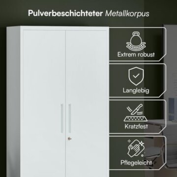 STEELSØN Regulus Metallschrank abschließbar – Stahlschrank mit 5 Ebenen – Werkzeugschrank mit Doppeltüren Grau – Werkstattschrank mit verstellbaren Ablagen – Aktenschrank/Büroschrank Metall - 4