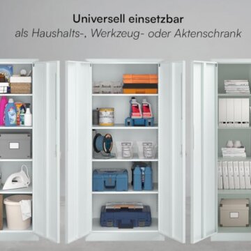 STEELSØN Regulus Metallschrank abschließbar – Stahlschrank mit 5 Ebenen – Werkzeugschrank mit Doppeltüren Grau – Werkstattschrank mit verstellbaren Ablagen – Aktenschrank/Büroschrank Metall - 8