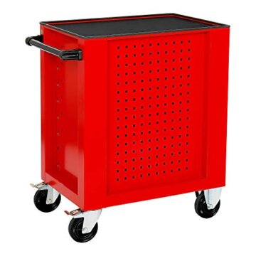 STIER Werkstattwagen, unbestückt - leer, Werkzeugwagen, Montagewagen, mit kugelgelagerten Schubladenschienen, 7 Schubladen, Traglast je Schublade 35kg, Max. Belastung 300kg, Vollgummibereifung - 6