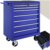 tectake Werkzeugwagen, Werkstattwagen, rollende Werkstatt, Werkzeugwagen leer, Werkzeugbox, 7 Schubfächer, 69 x 33 x 79 cm, Rollen mit Bremsen, inkl. 2 Schlüssel - blau - 1