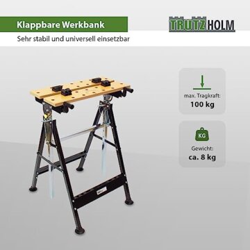 TrutzHolm® Werkbank klappbar höhenverstellbar Werktisch Spanntisch Arbeitstisch bis 100kg - 2