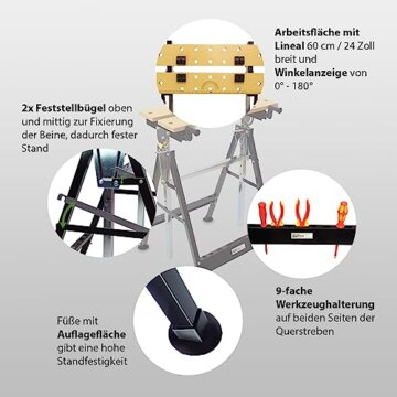 TrutzHolm® Werkbank klappbar höhenverstellbar Werktisch Spanntisch Arbeitstisch bis 100kg - 3