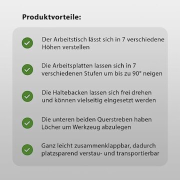 TrutzHolm® Werkbank klappbar höhenverstellbar Werktisch Spanntisch Arbeitstisch bis 100kg - 8
