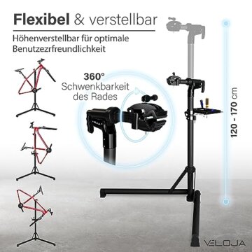 VELOJA® Montageständer für Fahrräder bis 50kg Profi Fahrrad Montageständer Ebike Fahrrad Reparaturständer Schwerlast Fahrradhalter E-Bike Fahrradständer Reparatur Fahrradmontageständer - 3