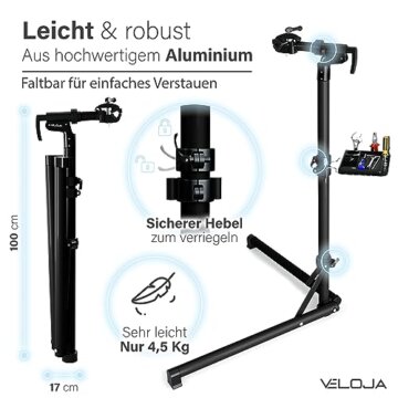 VELOJA® Montageständer für Fahrräder bis 50kg Profi Fahrrad Montageständer Ebike Fahrrad Reparaturständer Schwerlast Fahrradhalter E-Bike Fahrradständer Reparatur Fahrradmontageständer - 5