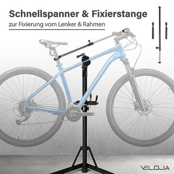 VELOJA® Montageständer für Fahrräder bis 50kg Profi Fahrrad Montageständer Ebike Fahrrad Reparaturständer Schwerlast Fahrradhalter E-Bike Fahrradständer Reparatur Fahrradmontageständer - 7