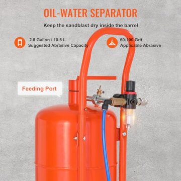 VEVOR Mobiles Sandstrahlgerät 18,92 L Sandstrahlanlage 243,84 cm ArbeitsschlauchSandstrahler 60–110 PSI Arbeitsdruck ideal zum Entfernen von Rost, Farbe, Flecken und das Polieren großer Flächen - 3