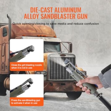 VEVOR Mobiles Sandstrahlgerät 18,92 L Sandstrahlanlage 243,84 cm ArbeitsschlauchSandstrahler 60–110 PSI Arbeitsdruck ideal zum Entfernen von Rost, Farbe, Flecken und das Polieren großer Flächen - 4