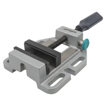 wolfcraft Maschinenschraubstock - 3423000 - mit Schnellverstellung; 200 kg Spannkraft - 80 mm Spannweite - 80 mm Stahlbacke mit horizontalen V-Nuten zum Spannen von Rundmaterial - Stahl-Trapezspindel - 1